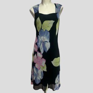 Jones New York Silk Floral Sleeveless Midi Dress